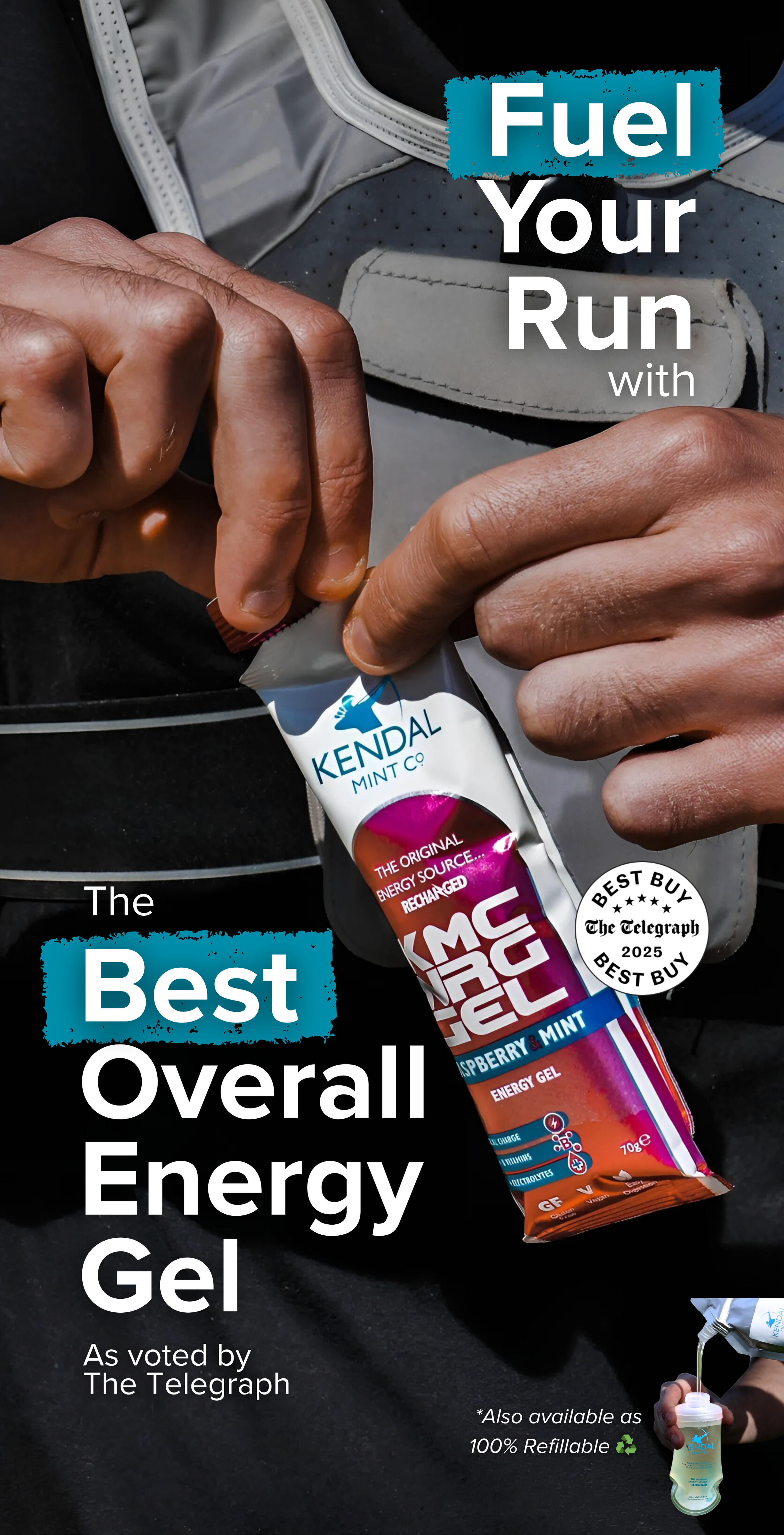 POS Vinyl Banner - with Eyelets Clear Sticky Hooks - Fuel Your Run Best Overall Gel 137cm x 70cm